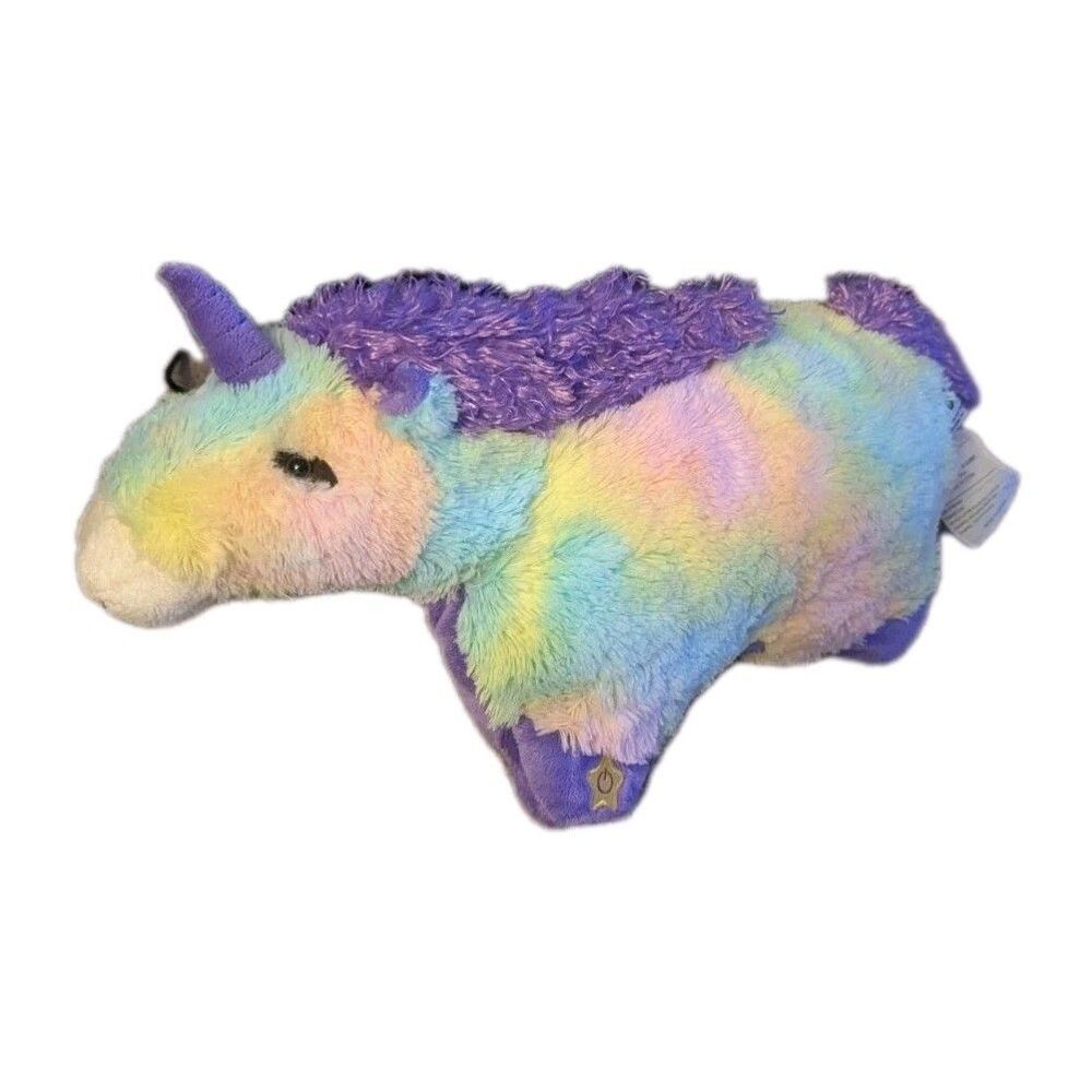 Pillow Pets Glow Pets Light Up Night Light 14" Rainbow Stuffed Plush Unicorn